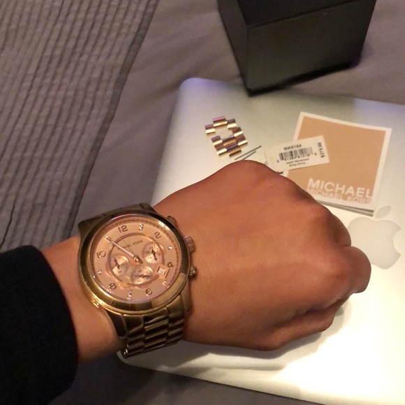 mk runway watch rose gold